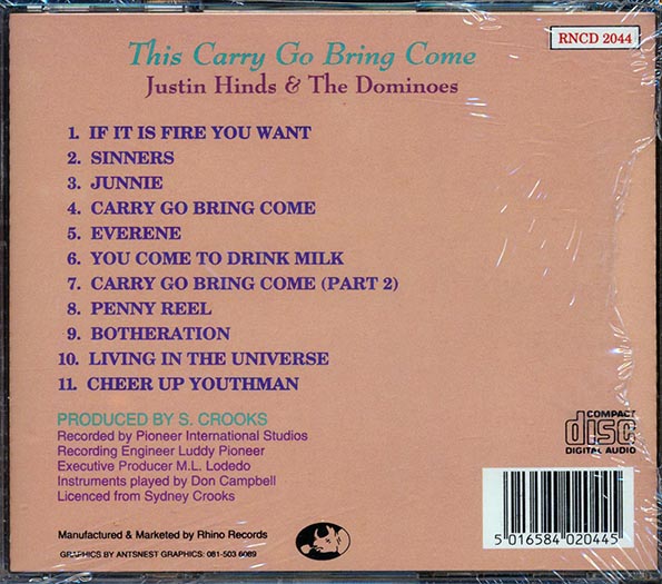 Justin Hinds - This Carry Go Bring Come (CD)