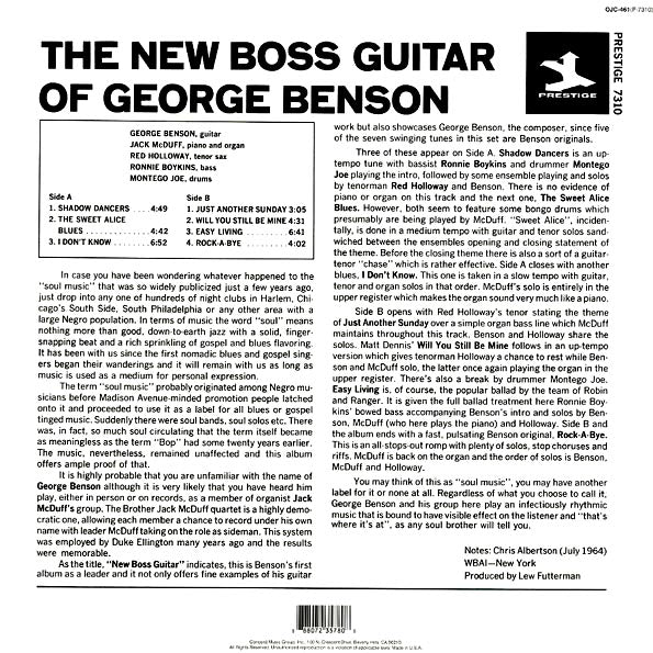 George Benson, Jack McDuff Quartet - The New Boss Guitar Of George Benson (LP) - PureSound Records