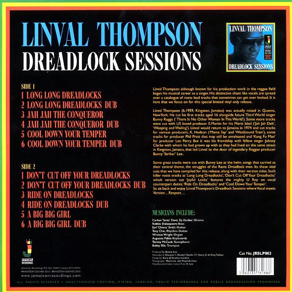 Linval Thompson - Dreadlock Sessions (ltd. ed.) (180g) (LP) - PureSound Records