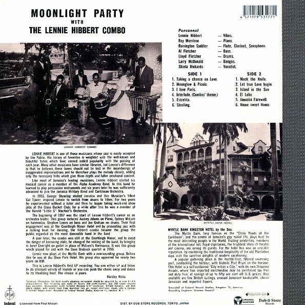 The Lennie Hibbert Combo - Moonlight Party At The Myrtle Bank Hotel (Japan) (LP)