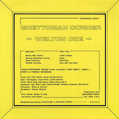 Welton Irie - Ghetto Man Corner (LP)