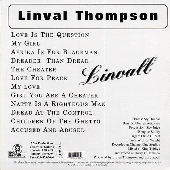 Linval Thompson - Linval (LP) - PureSound Records