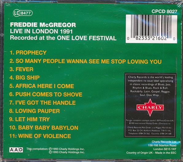 Freddie McGregor - Live In London 1991 (CD)