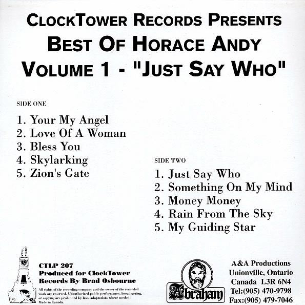 Horace Andy - Best Of Volume 1: Just Say Who (LP) - PureSound Records