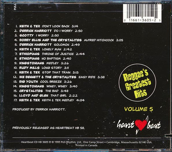 Scotty, The Ethiopians, The Crystalites, Keith & Tex, Etc. - Reggae's Greatest Hits 5 (CD)