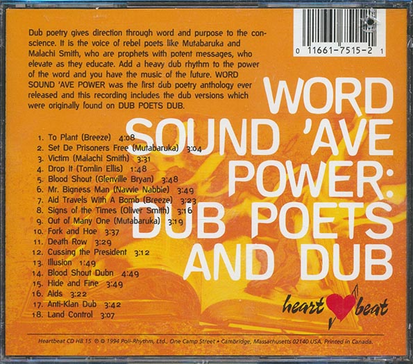 High Times Players, Mutabaruka, Breeze, Malachi Smith, Etc. - Word Soun 'Ave Power + Dub Poets & Dub (2 albums on 1 CD) (CD)