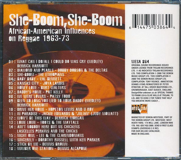 Toots & The Maytals, The Ethiopians, Dennis Brown, Etc. - She Boom, She Boom: African-American Influences On Reggae (CD)