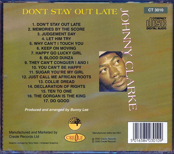 Johnny Clarke - Don't Stay Out Late (CD)