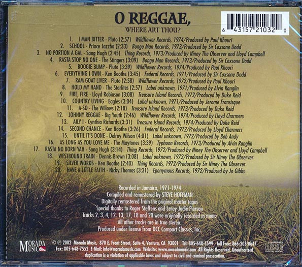 Ken Boothe, Maytones, Lloyd Robinson, Delroy Wilson, Etc. - O Reggae, Where Art Thou? (CD)