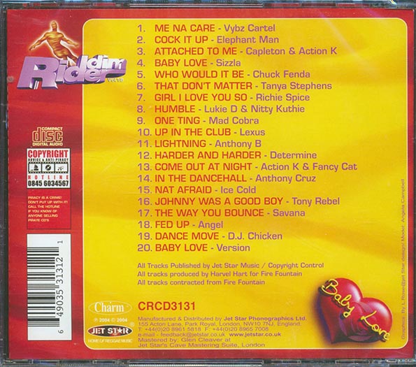 Sizzla, Chuck Fender, Tanya Stephens, Etc. - Riddim Rider: Baby Love (rhythm: "Baby Love") (CD)