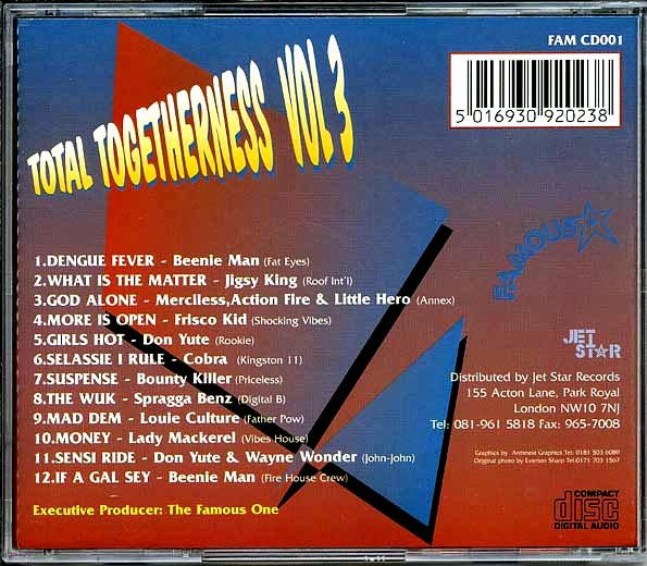 Beenie Man, Jigsy King, Little Hero, Bounty Killer, Louie Culture, Etc. - Total Togetherness Volume 3 (CD)