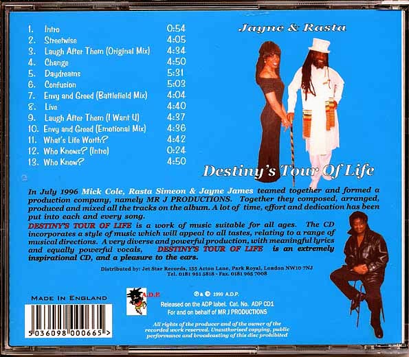 Jayne & Rasta - Destiny's Tour Of Life (CD)