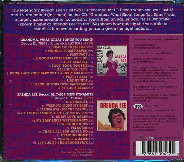 Brenda Lee - Grandma, What Great Songs You Sang + Miss Dynamite (CD)