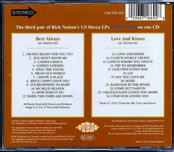 Rick Nelson - Best Always + Love And Kisses (CD)
