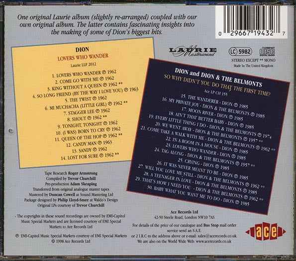 Dion - Lovers Who Wander + So Why Didn't You Do That The First Time (CD)