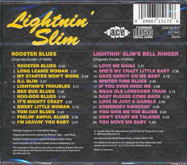 Lightnin' Slim - Rooster Blues + Lightnin Slim's Bell Ringer (CD)