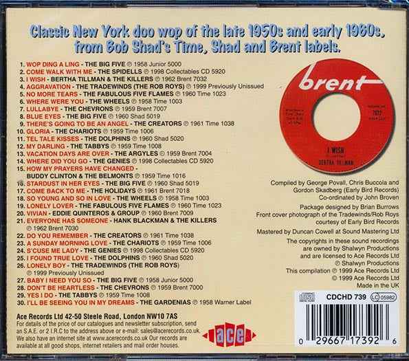 Various - Wop Ding A Ling: Classic New York Doop Wop From Time, Brent & Shad (CD)