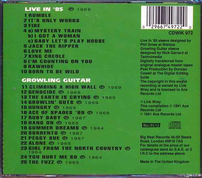 Link Wray - Live In 85 + Growling Guitar (CD)