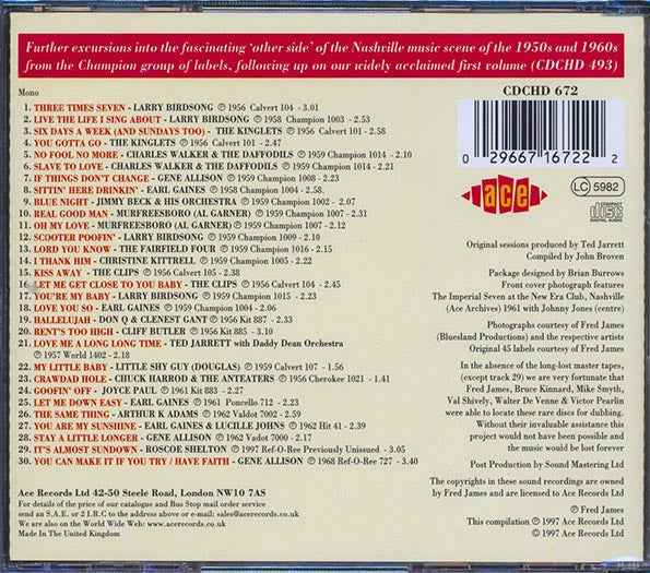 Various - Across The Tracks Volume 2: More Nashville R & B And Doo Wop (CD)