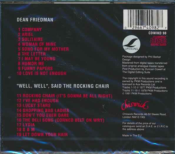 Dean Friedman - Dean Friedman + Well, Well, Said The Rocking Chair (CD)