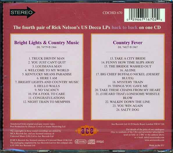 Rick Nelson - Bright Lights + Country Fever (CD)