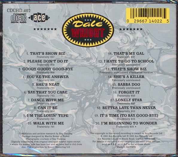 Dale Wright - She's Neat: The Fraternity Sides (CD)
