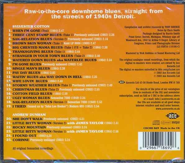 Sylvester Cotton, Andrew Dunham - Blues Sensation: Detroit Downhome Recordings 1948-1949 (CD)