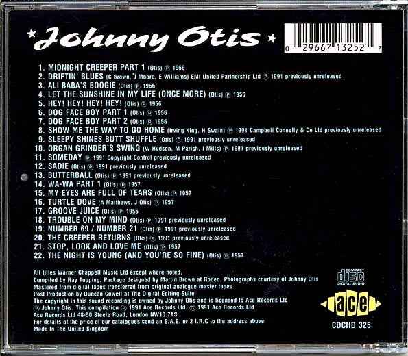Johnny Otis - Creepin With The Cats: The Legendary Dig Masters Volume 1 (CD)