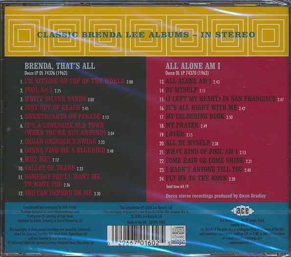 Brenda Lee - Brenda, That's All + All Alone Am I (CD)