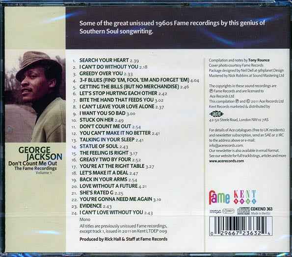 George Jackson - Don't Count Me Out: The Fame Recordings Volume 1 (CD)
