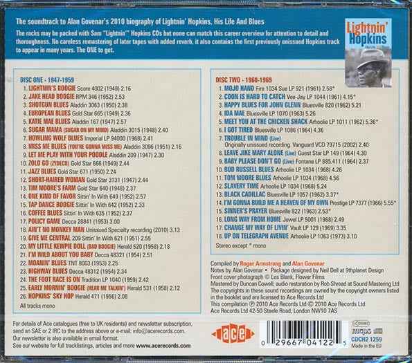 Lightnin' Hopkins - His Blues: The Soundtrack To Alan Govanar's Definitive Biography Lightnin Hopkins: His Life In Blues (44 tracks) (CD)