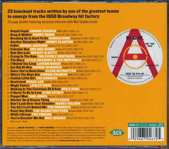 Various - Where The Boys Are: The Songs Of Neil Sedaka And Howard Greenfield (CD)