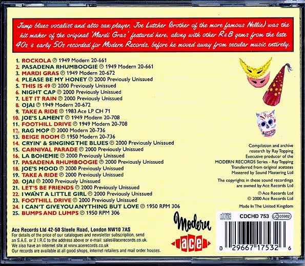 Joe Lutcher - Jumpin At The Mardi Gras: The Legendary Modern Recordings (CD)