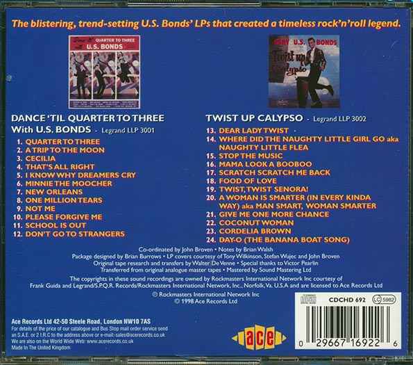 Gary US Bonds - Quarter To Three + Twist Up Calypso (CD)