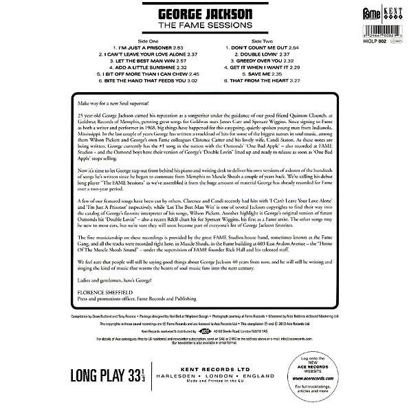George Jackson - The Fame Sessions (LP) - PureSound Records