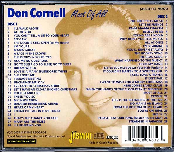 Don Cornell - Most Of All (57 tracks) (CD)