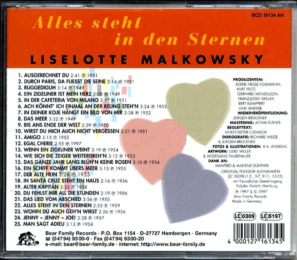 Liselotte Malkowsky - Alles Steht In Den Sternen (CD)
