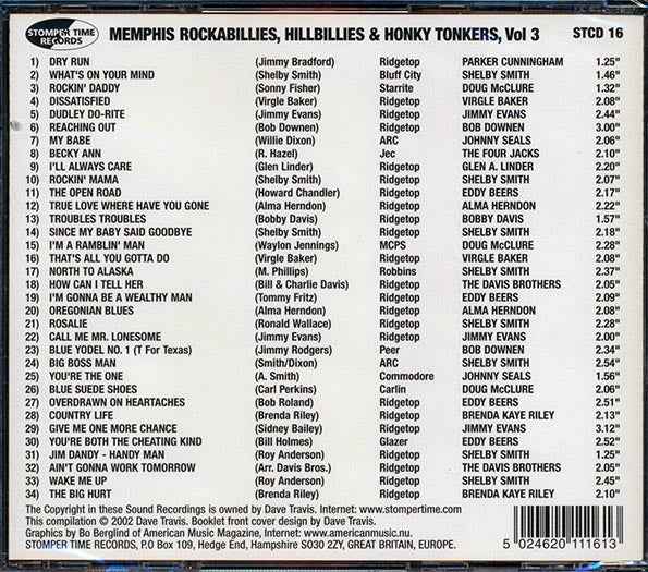 Various - Memphis Rockabillies, Hillbillies & Honky Tonkers, Volume 3: The Rebel / Rebel Ace Records Story (CD)