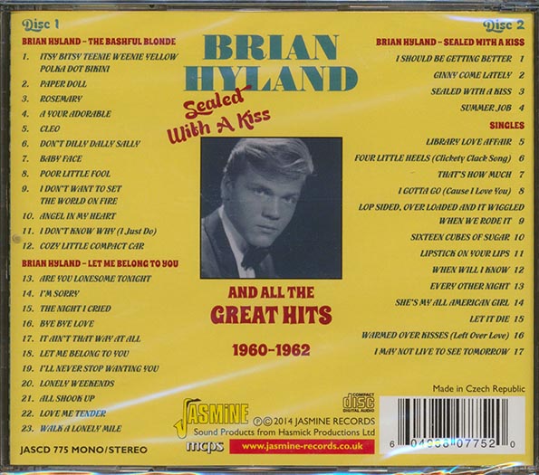 Brian Hyland - Sealed With A Kiss + The Bashful Blond + Let Me Belong To You And All The Great Hits 1960-1962 (40 tracks) (CD)