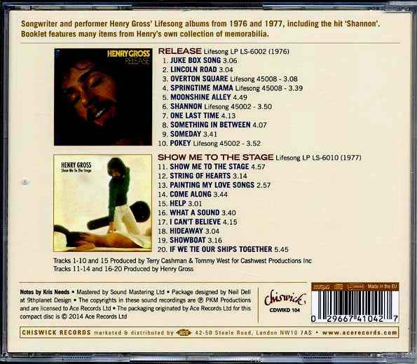 Henry Gross - Release + Show Me To The Stage (CD)