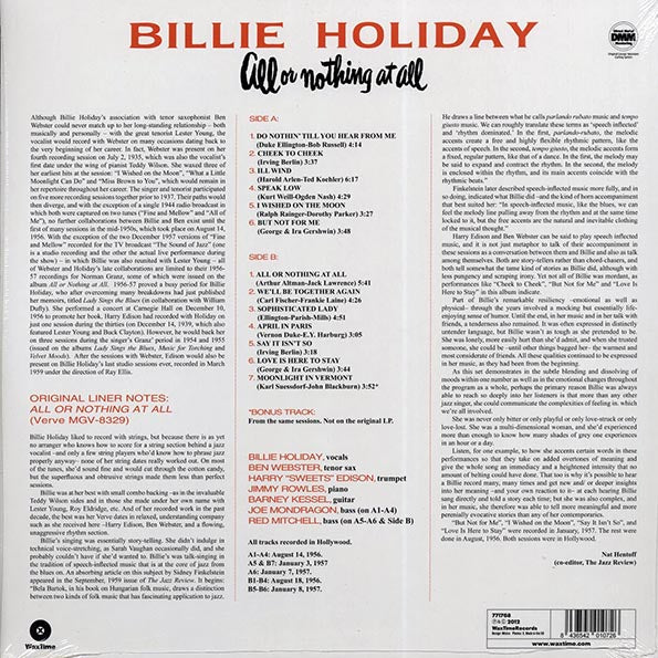 Billie Holiday - All Or Nothing At All (ltd. ed.) (LP) - PureSound Records