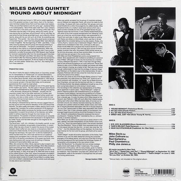 Miles Davis Quintet - Round About Midnight (+bonus track) (ltd. ed.) (LP) - PureSound Records