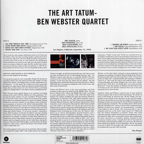 Art Tatum, Ben Webster - Art Tatum-Ben Webster Quartet (ltd. ed.) (180g) (LP) - PureSound Records