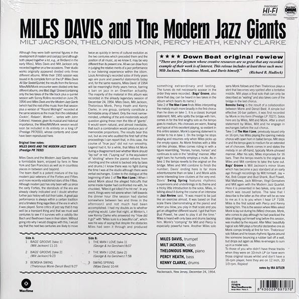 Miles Davis, Milt Jackson, Thelonious Monk, Percy Heath, Kenny Clarke - Miles Davis And The Modern Jazz Giants (ltd. ed.) (LP) - PureSound Records