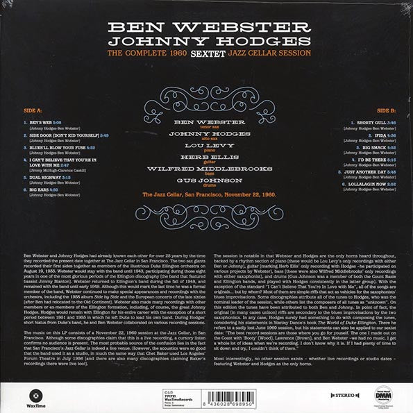 Ben Webster & Johnny Hodges Sextet - The Complete 1960 Jazz Cellar Session (ltd. ed.) (180g) (remastered) - PureSound Records