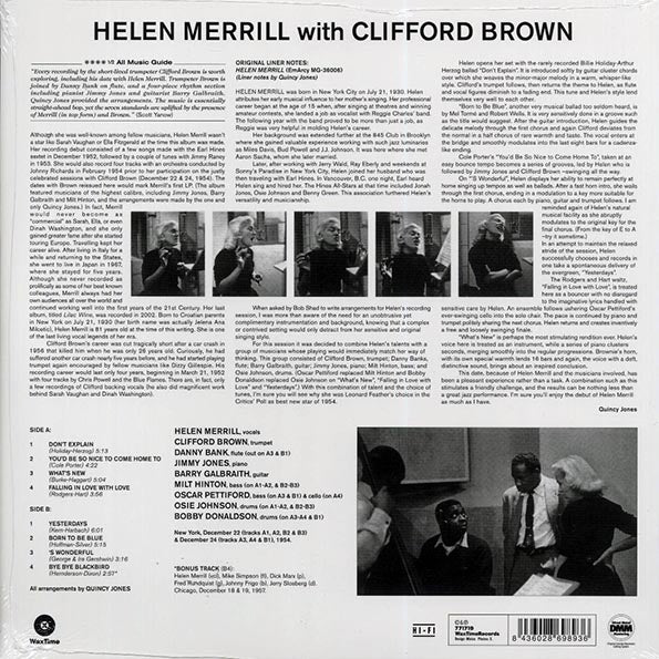 Helen Merrill, Clifford Brown - Helen Merrill With Clifford Brown (+bonus track) (ltd. ed.) (180g) (LP) - PureSound Records