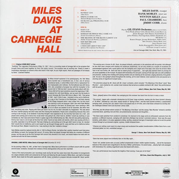 Miles Davis - Miles Davis At Carnegie Hall (+bonus track) (ltd. ed.) (180g) (LP) - PureSound Records