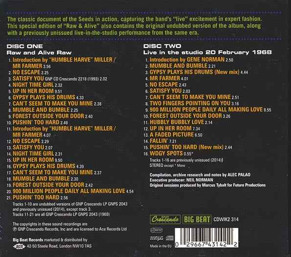 The Seeds - Raw & Alive: Merlin's Music Box, The Seeds In Concert (37 tracks) (CD)