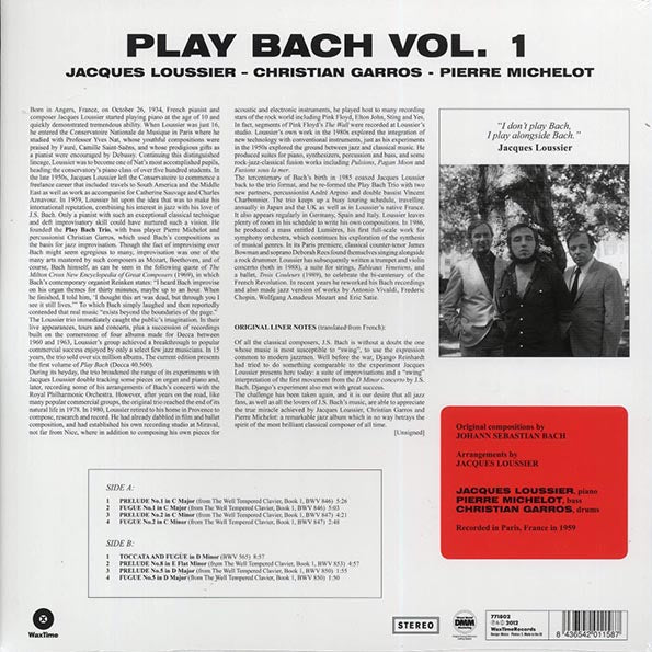Jacques Loussier - Play Bach No. 1 (ltd. ed.) (180g) (LP) - PureSound Records