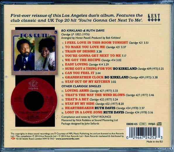 Bo Kirkland & Ruth Davis - You're Gonna Get Next To Me + The Complete Claridge Recordings (CD)